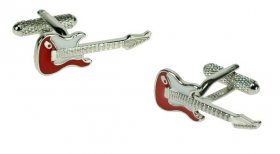 Cufflinks - Red Strat Guitar